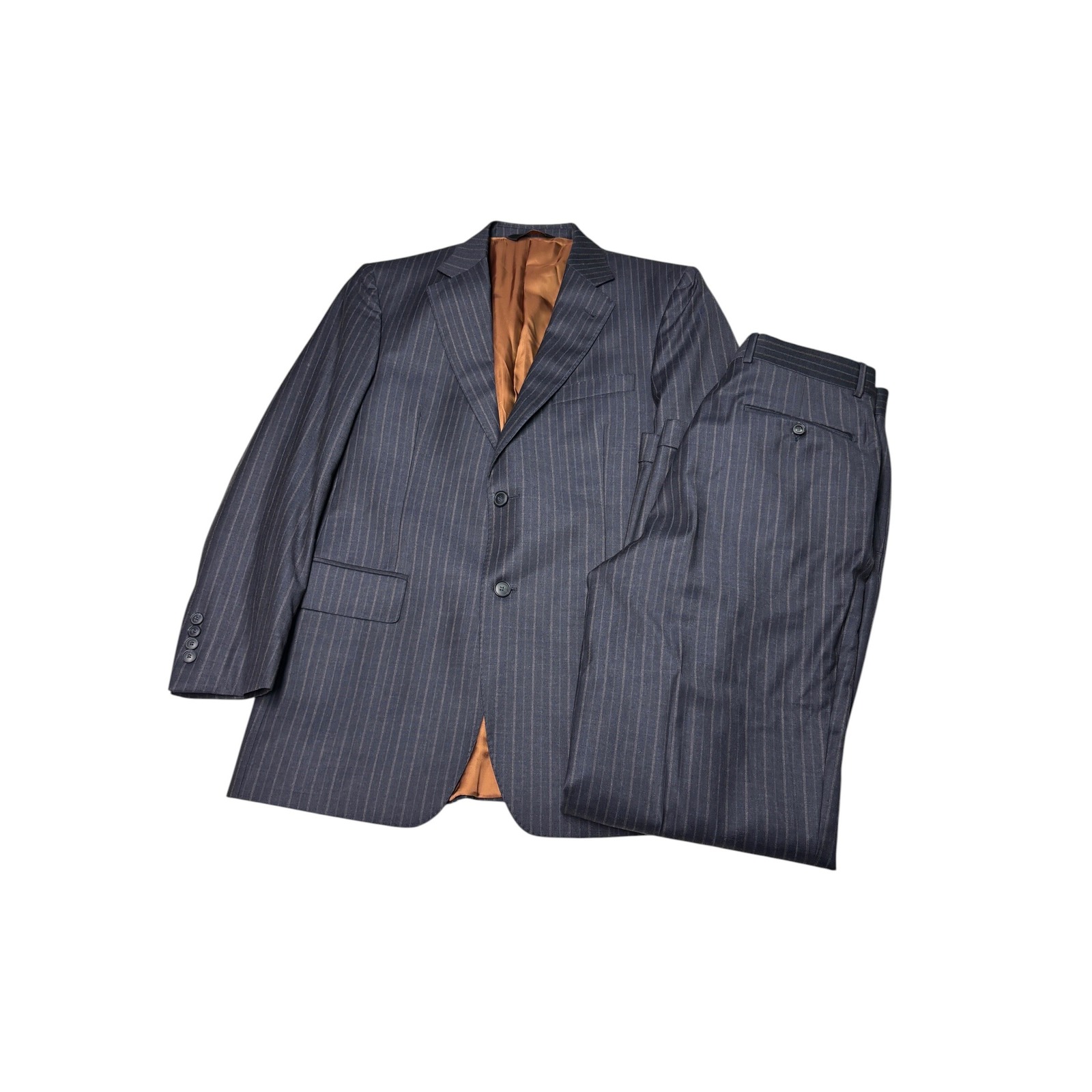 Jos A Bank Joseph Mens 2 Pc 39r W32 L31 Suit Pinstripe 100% Wool 3-Button Blazer